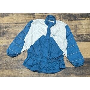 Vintage Nike Windbreaker Jacket Full Zip Elastic Waist White Blue Size‎ S 4/6